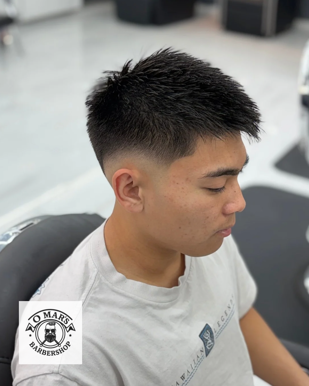 Short spiky cut with skin fade