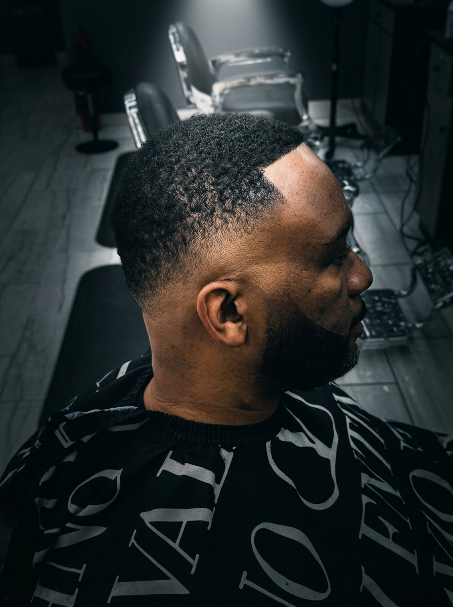 Textured afro with bald fade
