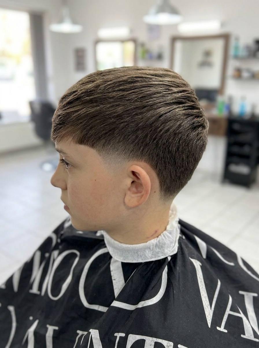 Kids low fade with scissor top