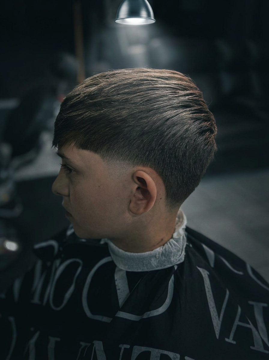 Kids low fade with scissor top