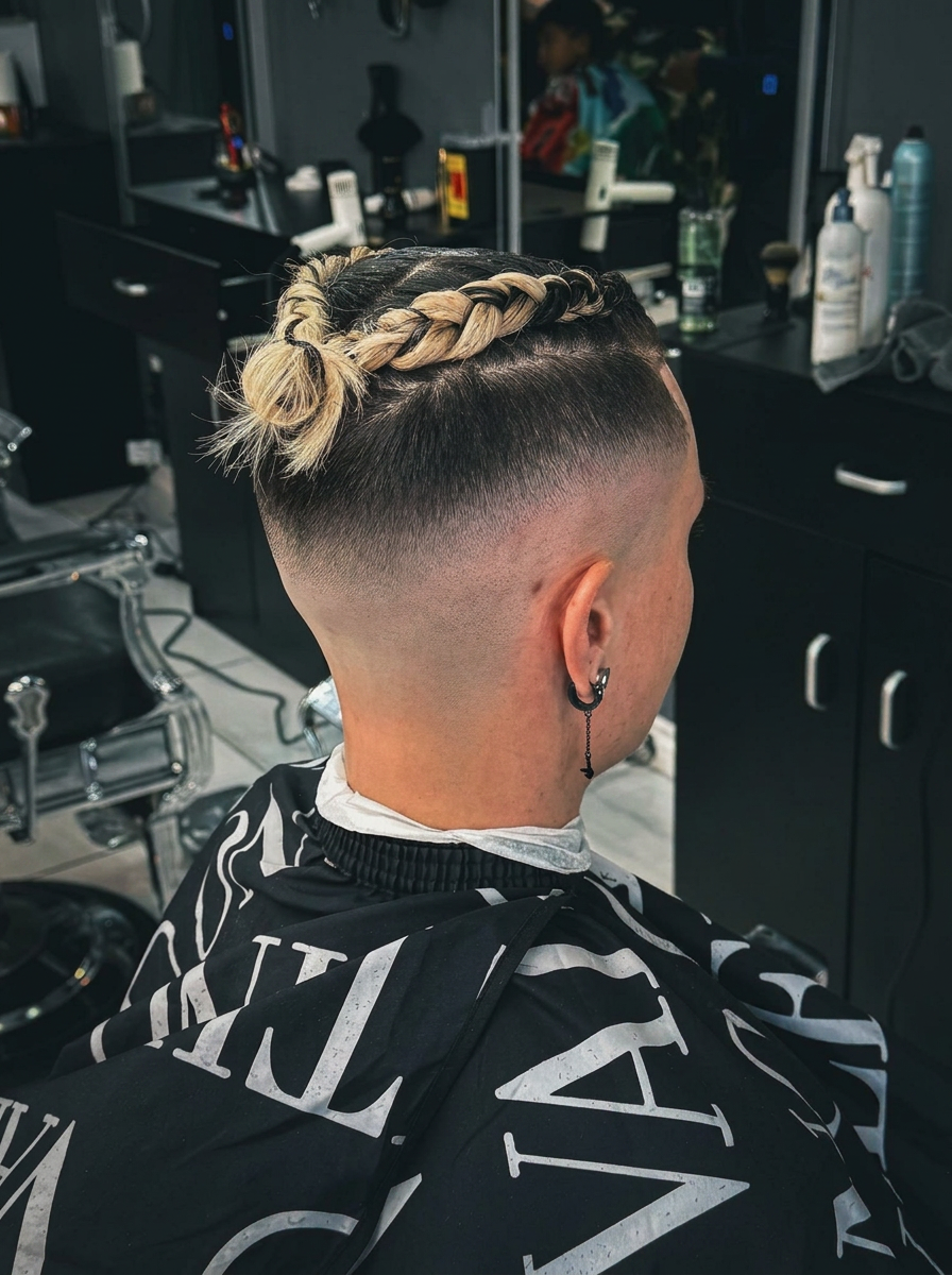 High skin fade with braided top