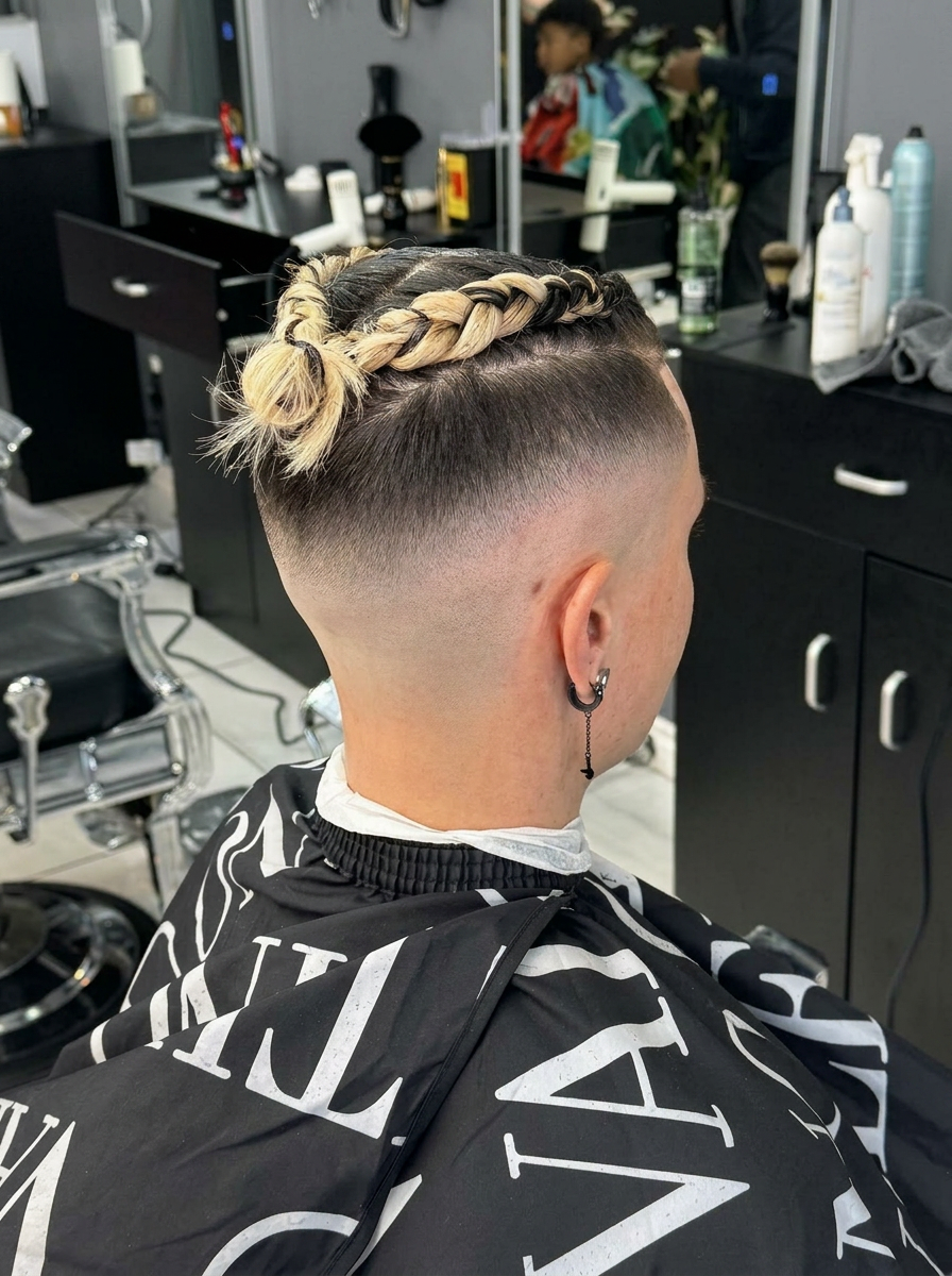 High skin fade with braided top
