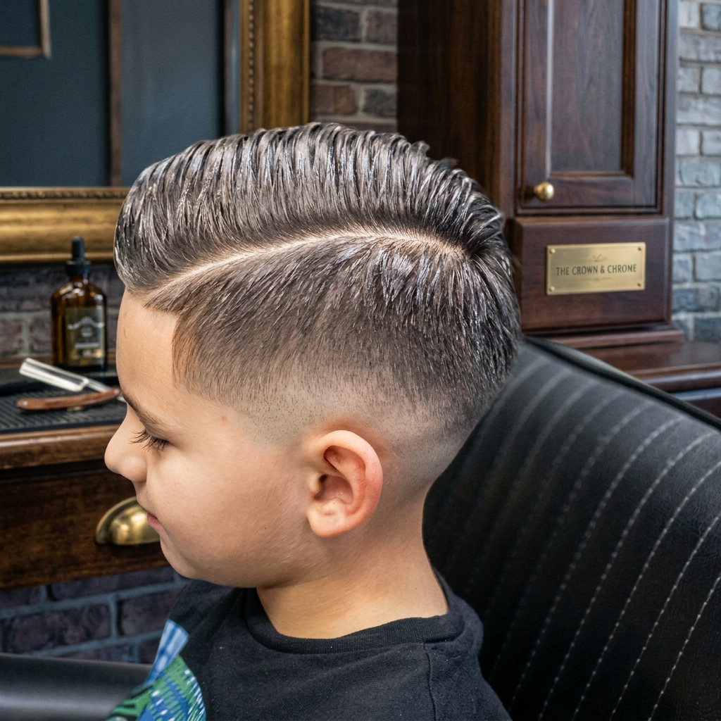 Kids side part with skin fade