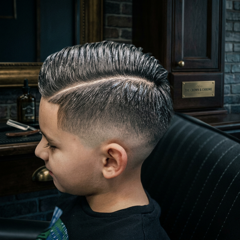 Kids side part with skin fade